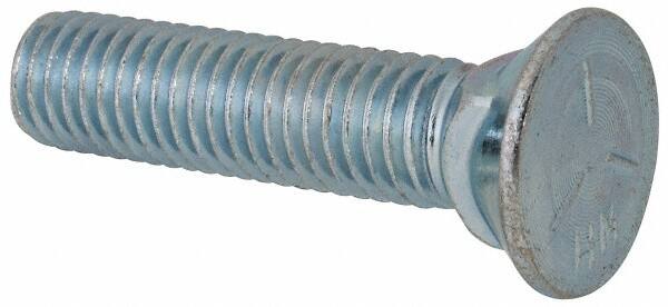 Value Collection - 1/2-13 UNC, 2-1/4" OAL, Steel Plow Bolt - Zinc-Plated Finish, Grade 5 - Benchmark Tooling