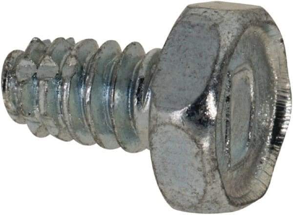 Value Collection - #6-32 UNC Thread, 1/4" Length Under Head, Hex Drive Steel Thread Cutting Screw - Hex Head, Grade 2, Point Type F, Zinc-Plated Finish - Benchmark Tooling