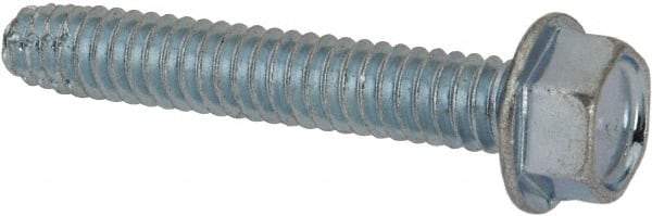 Value Collection - 1/4-20 UNC Thread, 1-1/2" Length Under Head, Hex Drive Steel Thread Cutting Screw - Hex Head, Grade 2, Point Type F, Zinc-Plated Finish - Benchmark Tooling