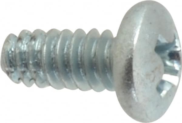 Value Collection - #6-32 UNC Thread, 5/16" Length Under Head, Phillips Drive Steel Thread Cutting Screw - Pan Head, Grade 2, Point Type F, Zinc-Plated Finish - Benchmark Tooling