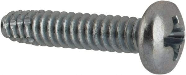 Value Collection - #6-32 UNC Thread, 5/8" Length Under Head, Phillips Drive Steel Thread Cutting Screw - Pan Head, Grade 2, Point Type F, Zinc-Plated Finish - Benchmark Tooling