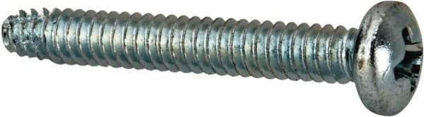 Value Collection - #6-32 UNC Thread, 1" Length Under Head, Phillips Drive Steel Thread Cutting Screw - Pan Head, Grade 2, Point Type F, Zinc-Plated Finish - Benchmark Tooling