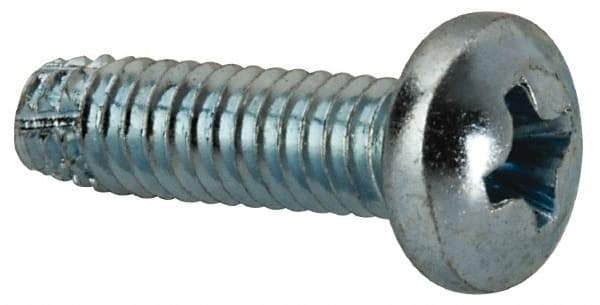 Value Collection - #8-32 UNC Thread, 5/8" Length Under Head, Phillips Drive Steel Thread Cutting Screw - Pan Head, Grade 2, Point Type F, Zinc-Plated Finish - Benchmark Tooling