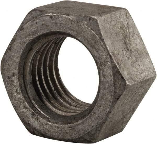 Value Collection - 1-1/8 - 7 UNC Steel Right Hand Hex Nut - 1-11/16" Across Flats, 31/32" High, Hot Dipped Galvanized Finish - Benchmark Tooling