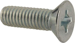 Value Collection - 3/8-16 UNC, 1-1/4" OAL Phillips Drive Machine Screw - Flat Head, Grade 2 Steel, Zinc-Plated Finish, Without Washer - Benchmark Tooling