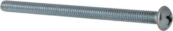 Value Collection - 1/4-20 UNC, 4" Length Under Head Phillips Drive Machine Screw - Round Head, Grade 2 Steel, Zinc-Plated Finish, Without Washer - Benchmark Tooling