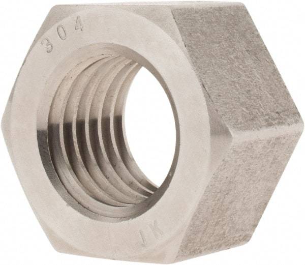 Value Collection - 1-1/8 - 7 UNC Stainless Steel Right Hand Hex Nut - 1-11/16" Across Flats, 31/32" High, Uncoated - Benchmark Tooling