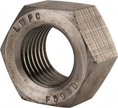 Value Collection - 1-1/2 - 6 UNC Stainless Steel Right Hand Hex Nut - 2-1/4" Across Flats, 1-9/32" High, Uncoated - Benchmark Tooling