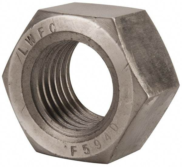 Value Collection - 1-3/4 - 5 UNC Stainless Steel Right Hand Hex Nut - 2-5/8" Across Flats, 1-1/2" High, Uncoated - Benchmark Tooling