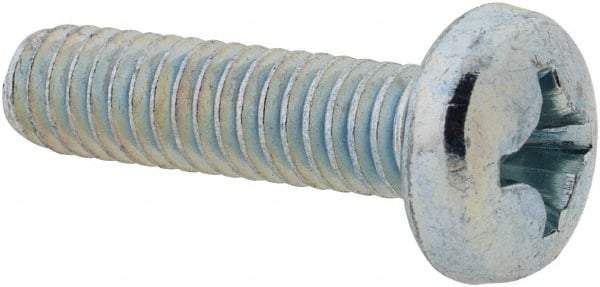 Value Collection - #12-24 UNC, 7/8" Length Under Head Phillips Drive Machine Screw - Pan Head, Grade 2 Steel, Zinc-Plated Finish, Without Washer - Benchmark Tooling
