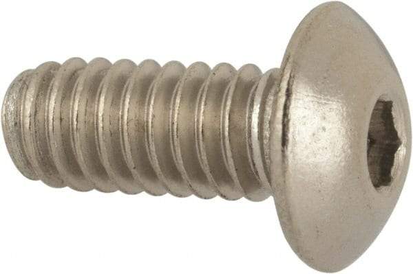 Value Collection - #8-32 UNC Hex Socket Drive, Button Screw - Grade 316 Stainless Steel, Uncoated, 3/8" Length Under Head - Benchmark Tooling