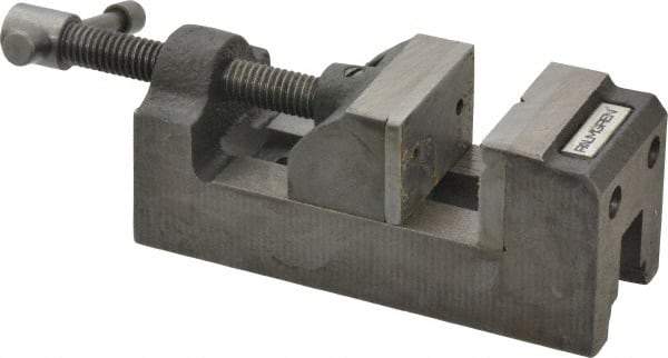 Palmgren - 1-1/2" Jaw Opening Capacity x 1" Throat Depth, Horizontal Drill Press Vise - 1-1/2" Wide Jaw, Stationary Base, Standard Speed, 5-1/8" OAL x 1-13/16" Overall Height, Cast Iron - Benchmark Tooling