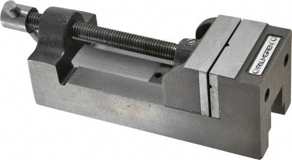 Palmgren - 2-1/2" Jaw Opening Capacity x 1-1/2" Throat Depth, Horizontal Drill Press Vise - 2-7/16" Wide Jaw, Stationary Base, Standard Speed, 7-1/4" OAL x 2-9/16" Overall Height, Cast Iron - Benchmark Tooling