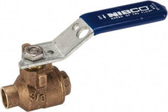 NIBCO - 3/8" Pipe, Full Port, Bronze Standard Ball Valve - 2 Piece, Inline - One Way Flow, Soldered x Soldered Ends, Lever Handle, 600 WOG, 150 WSP - Benchmark Tooling
