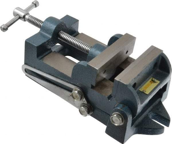 Interstate - 3-3/4" Jaw Opening Capacity x 1-3/4" Throat Depth, Angle Drill Press Vise - 4-1/2" Wide x 1.62" High Jaw, Stationary Base, Standard Speed, 10-15/16" OAL x 3.7" Overall Height, Cast Iron - Benchmark Tooling