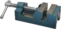 Interstate - 2-11/32" Jaw Opening Capacity x 1-7/64" Throat Depth, Horizontal Drill Press Vise - 2-1/2" Wide x 1.1" High Jaw, Stationary Base, Standard Speed, 7-27/64" OAL x 2-1/4" Overall Height, Cast Iron - Benchmark Tooling