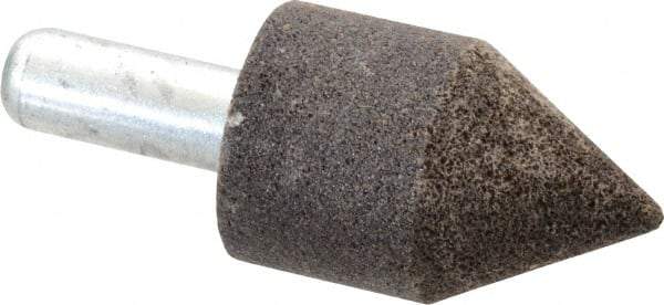 Grier Abrasives - 1-1/4" Diam 80 Grit 60° Included Angle Center Lap - Aluminum Oxide, Medium Grade, Extra Hard Density, Shank Mounted - Benchmark Tooling