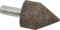 Grier Abrasives - 1-1/2" Diam 80 Grit 60° Included Angle Center Lap - Aluminum Oxide, Medium Grade, Extra Hard Density, Shank Mounted - Benchmark Tooling