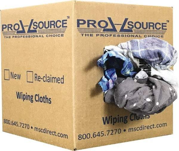 PRO-SOURCE - Reclaimed Cotton Polishing and Dust Cloths - Assorted Colors, Flannel, Low Lint, 5 Lbs. at 3 to 4 per Pound, Box - Benchmark Tooling