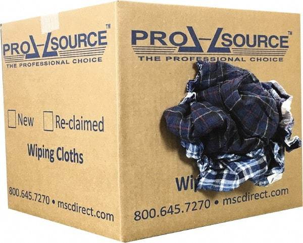 PRO-SOURCE - Reclaimed Cotton Polishing and Dust Cloths - Assorted Colors, Flannel, Low Lint, 10 Lbs. at 3 to 4 per Pound, Box - Benchmark Tooling