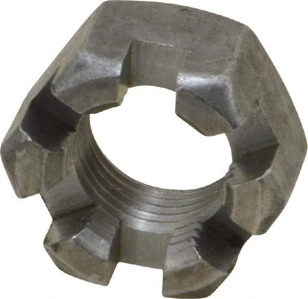 Value Collection - 5/8-18 UNF Grade 2 Steel Slotted Locknut - 15/16" Width Across Flats, 35/64" High, Uncoated - Benchmark Tooling