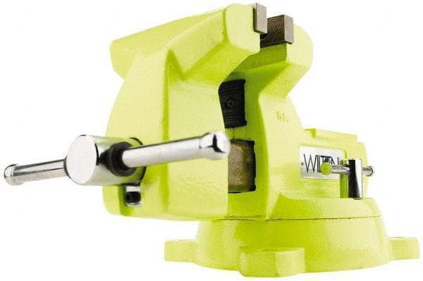 Wilton - 6" Jaw Width x 5-3/4" Jaw Opening Capacity, 4-1/8" Throat Depth, Bench & Pipe Combination Vise - 1/4 to 3-1/2" Pipe Capacity, Swivel Base, Bolt Down Attachment, Ductile Iron - Benchmark Tooling