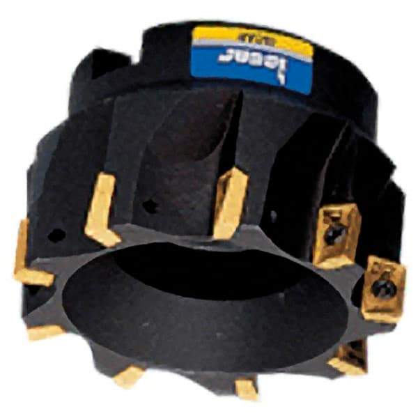 Iscar - 9 Inserts, 4" Cut Diam, 1-1/2" Arbor Diam, 0.39" Max Depth of Cut, Indexable Square-Shoulder Face Mill - 0/90° Lead Angle, 2" High, HM 90 APKT 1003... Insert Compatibility, Series HM90 - Benchmark Tooling