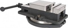 Interstate - 5" Jaw Width, 4-19/32" Jaw Opening Capacity, Horizontal Swivel Machine Vise - Manual Operation, 4,945 Lb Capacity, 1 Station, 14.3" Long x 3.95" High x 1-11/32" Deep, 0.98" Jaw Height, Cast Iron - Benchmark Tooling