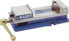 Kurt - 10" Jaw Width, 9-3/4" Jaw Opening Capacity, Horizontal Stationary Machine Vise - Manual Operation, 26,277 Lb Capacity, 1 Station, 29.19" Long x 6-13/16" High x 2-15/16" Deep, 2-1/2" Jaw Height, 80,000 psi Max Clamp Force, Ductile Iron - Benchmark Tooling