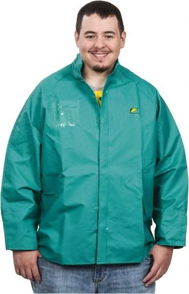 OnGuard - Size M, Green, Chemical, Rain, Flame Resistant/Retardant Jacket - 50" Chest, 1 Pocket - Benchmark Tooling