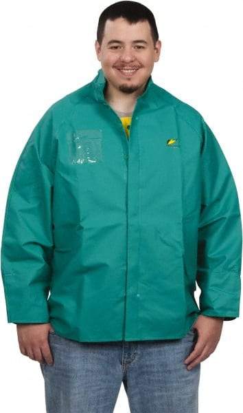 OnGuard - Size 3XL, Green, Chemical, Rain, Flame Resistant/Retardant Jacket - 66" Chest, 1 Pocket - Benchmark Tooling