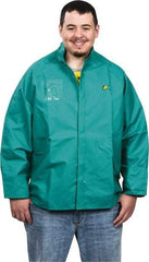 OnGuard - Size 4XL, Green, Chemical, Rain, Flame Resistant/Retardant Jacket - 70" Chest, 1 Pocket - Benchmark Tooling