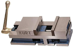 Kurt - 6" Jaw Width, 6" Jaw Opening Capacity, Horizontal Stationary Machine Vise - Air Operation, 5,000 Lb Capacity, 1 Station, 17" Long x 4.6720" High x 1-31/64" Deep, 1.735" Jaw Height, 100 psi Max Clamp Force - Benchmark Tooling