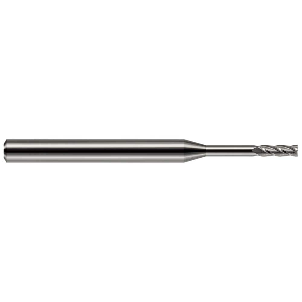 Square End Mill: 3/64'' Dia, 0.15'' LOC, 1/8'' Shank Dia, 1-1/2'' OAL, 4 Flutes, Solid Carbide Single End, Uncoated, 30 ° Helix, Centercutting, RH Cut, RH Flute