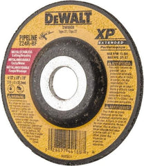 DeWALT - 24 Grit, 4-1/2" Wheel Diam, 1/8" Wheel Thickness, 7/8" Arbor Hole, Type 27 Depressed Center Wheel - Zirconia Alumina, R Hardness, 13,300 Max RPM, Compatible with Angle Grinder - Benchmark Tooling