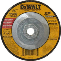 DeWALT - 24 Grit, 4-1/2" Wheel Diam, 1/8" Wheel Thickness, Type 27 Depressed Center Wheel - Zirconia Alumina, R Hardness, 13,300 Max RPM, Compatible with Angle Grinder - Benchmark Tooling