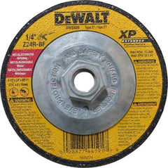 DeWALT - 24 Grit, 4-1/2" Wheel Diam, 1/4" Wheel Thickness, Type 27 Depressed Center Wheel - Zirconia Alumina, R Hardness, 13,300 Max RPM, Compatible with Angle Grinder - Benchmark Tooling