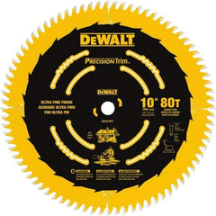 DeWALT - 10" Diam, 5/8" Arbor Hole Diam, 80 Tooth Wet & Dry Cut Saw Blade - Carbide-Tipped, Finishing Action, Standard Round Arbor - Benchmark Tooling