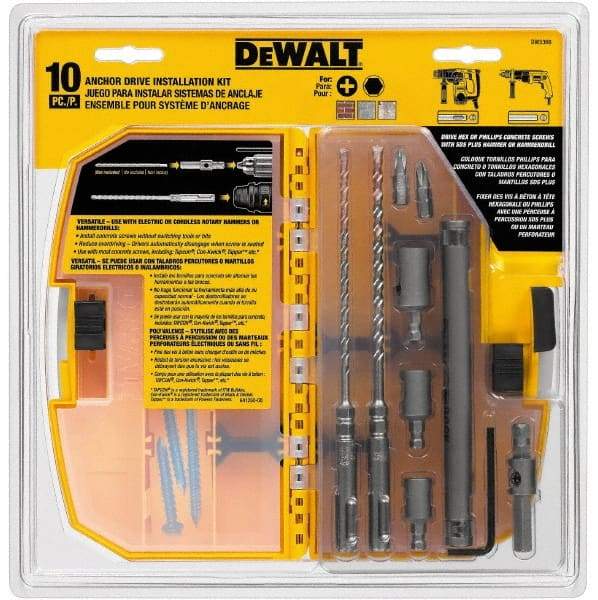 DeWALT - 10 Piece Carbide Tipped Masonry Anchor Installation Kit - For Use with SDS Rotary Hammers - Benchmark Tooling