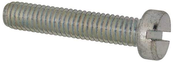 Value Collection - M6x1.00, 30mm Length Under Head Slotted Drive Machine Screw - Cheese Head, Grade 4.8 Steel, Zinc-Plated Finish, Without Washer - Benchmark Tooling