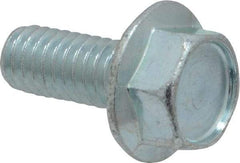 Value Collection - 5/16-18 UNC, 3/4" Length Under Head, Hex Drive Flange Bolt - 3/4" Thread Length, Grade 2 Steel, Serrated Flange, Zinc-Plated Finish - Benchmark Tooling