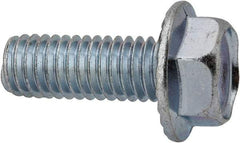 Value Collection - 3/8-16 UNC, 1" Length Under Head, Hex Drive Flange Bolt - 1" Thread Length, Grade 2 Steel, Serrated Flange, Zinc-Plated Finish - Benchmark Tooling