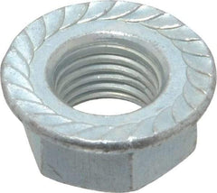 Value Collection - 3/8-24, 3/4" Flange Diam, Serrated Flange Nut - Grade Grade 2 Steel, Zinc-Plated Finish, 0.347" Flange Height - Benchmark Tooling