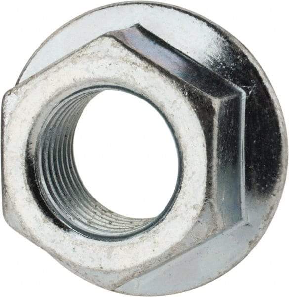 Value Collection - 5/8-18, 1-9/32" Flange Diam, Serrated Flange Nut - Grade Grade 2 Steel, Zinc-Plated Finish, 0.569" Flange Height - Benchmark Tooling