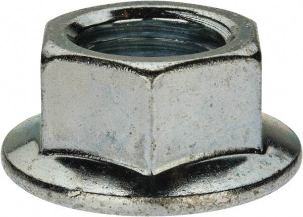 Value Collection - 7/8-9, 1.682" Flange Diam, Serrated Flange Nut - Grade Grade 2 Steel, Zinc-Plated Finish, 1.513" Flange Height - Benchmark Tooling