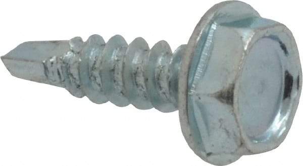 Value Collection - #6, Hex Washer Head, Hex Drive, 1/2" Length Under Head, #2 Point, Self Drilling Screw - Grade 1016-1024 Steel, Zinc-Plated Finish - Benchmark Tooling