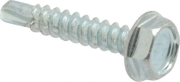 Value Collection - #6, Hex Washer Head, Hex Drive, 3/4" Length Under Head, #2 Point, Self Drilling Screw - Grade 1016-1024 Steel, Zinc-Plated Finish - Benchmark Tooling