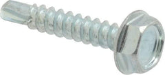 Value Collection - #6, Hex Washer Head, Hex Drive, 3/4" Length Under Head, #2 Point, Self Drilling Screw - Grade 1016-1024 Steel, Zinc-Plated Finish - Benchmark Tooling