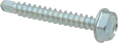 Value Collection - #6, Hex Washer Head, Hex Drive, 1" Length Under Head, #2 Point, Self Drilling Screw - Grade 1016-1024 Steel, Zinc-Plated Finish - Benchmark Tooling