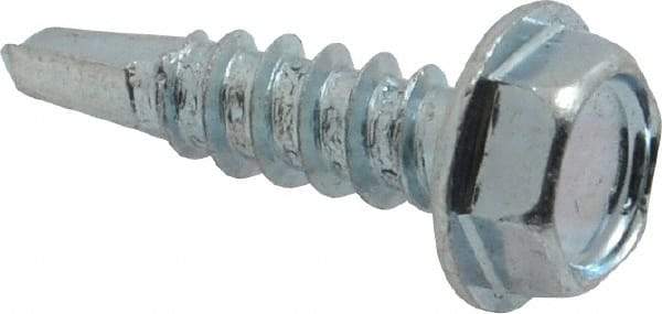 Value Collection - #8, Hex Washer Head, Hex Drive, 5/8" Length Under Head, #2 Point, Self Drilling Screw - Grade 1016-1024 Steel, Zinc-Plated Finish - Benchmark Tooling